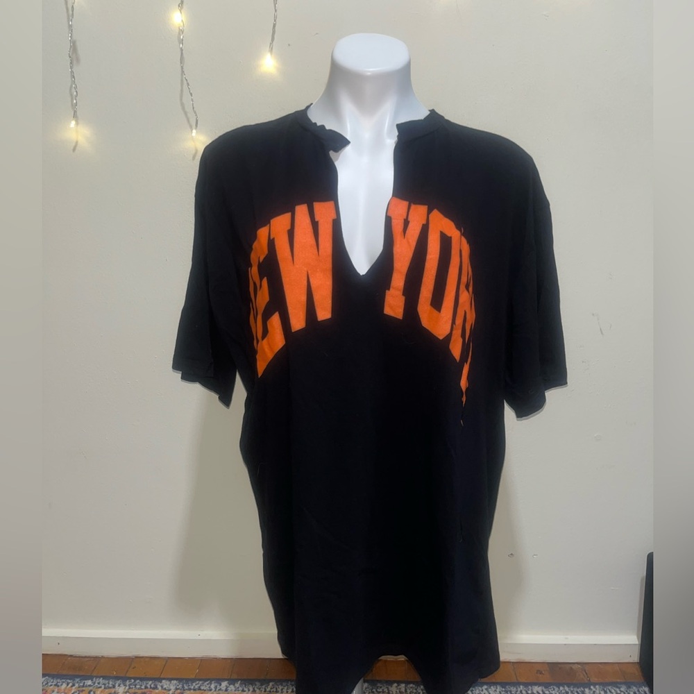 Fashion Nova Black Tee with Orange 'New York' Print